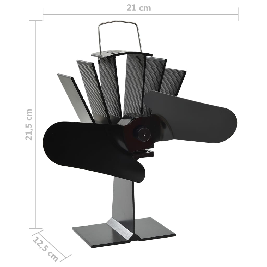 vidaXL Šiluma veikiantis krosnelės ventiliatorius, juodas, 2 mentės