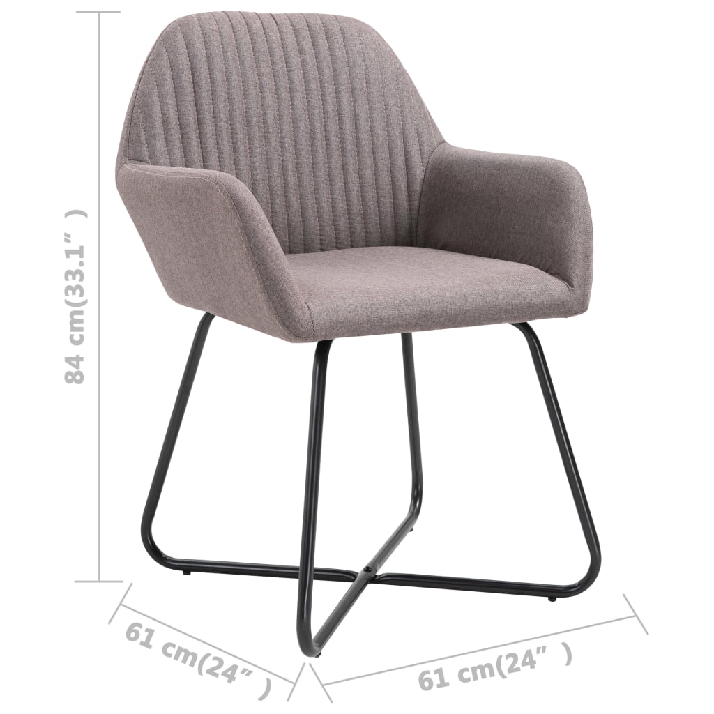 vidaXL Valgomojo kėdės, 2vnt., taupe spalvos, audinys