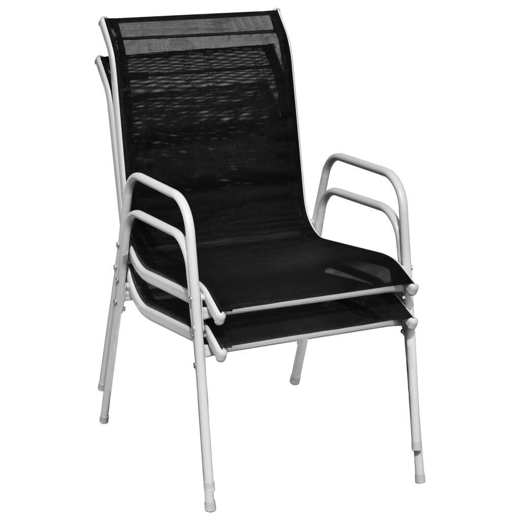 vidaXL Sudedamos sodo kėdės, 2vnt., juodos, plienas ir tekstilenas