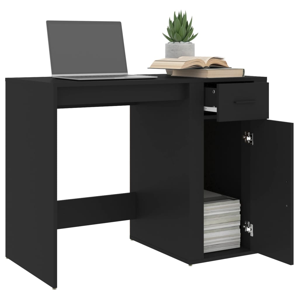 vidaXL Rašomasis stalas, juodos spalvos, 100x49x75cm, apdirbta mediena