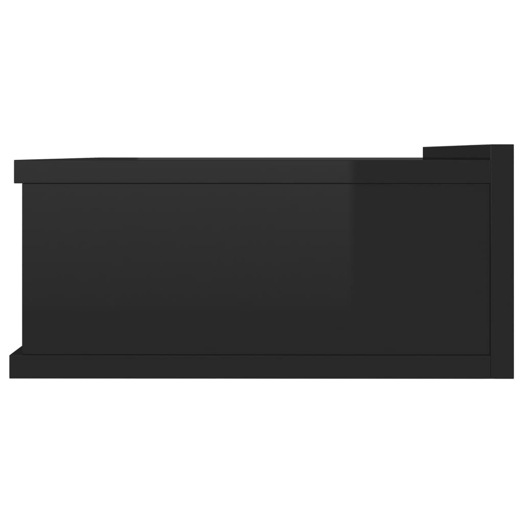 vidaXL Pakab. naktinis staliukas, juodos sp., 40x30x15cm, MDP, blizgus