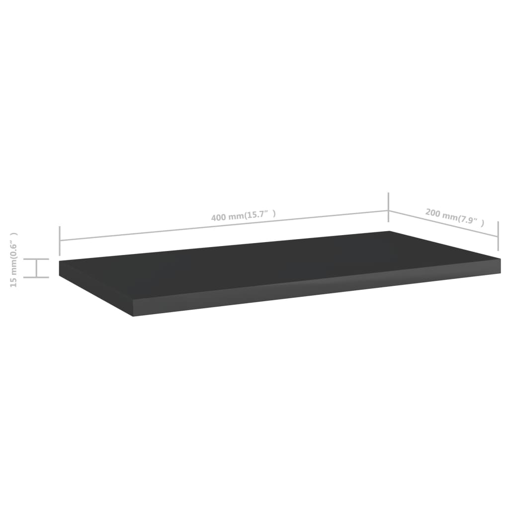 vidaXL Knygų lentynos plokštės, 4vnt., juodos, 40x20x1,5cm, MDP