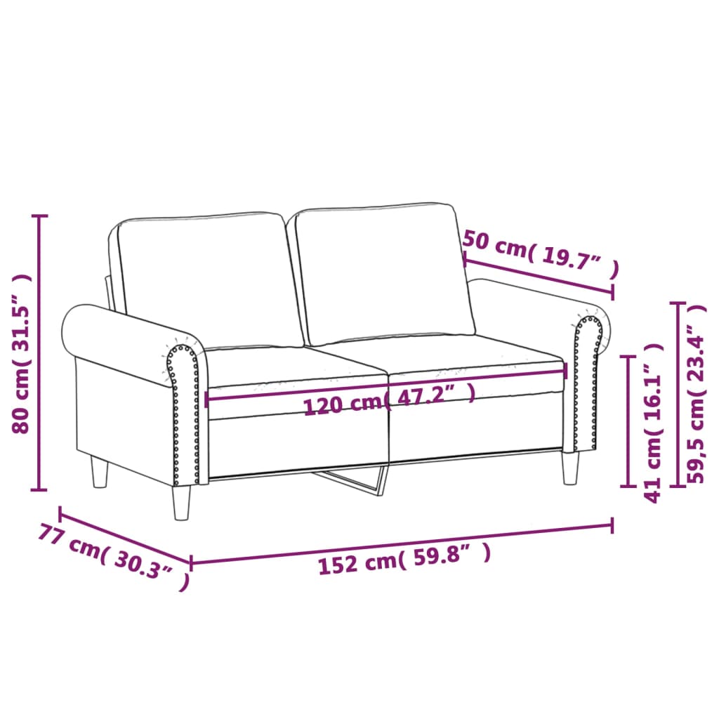vidaXL Dvivietė sofa, tamsiai pilkos spalvos, 120cm, aksomas