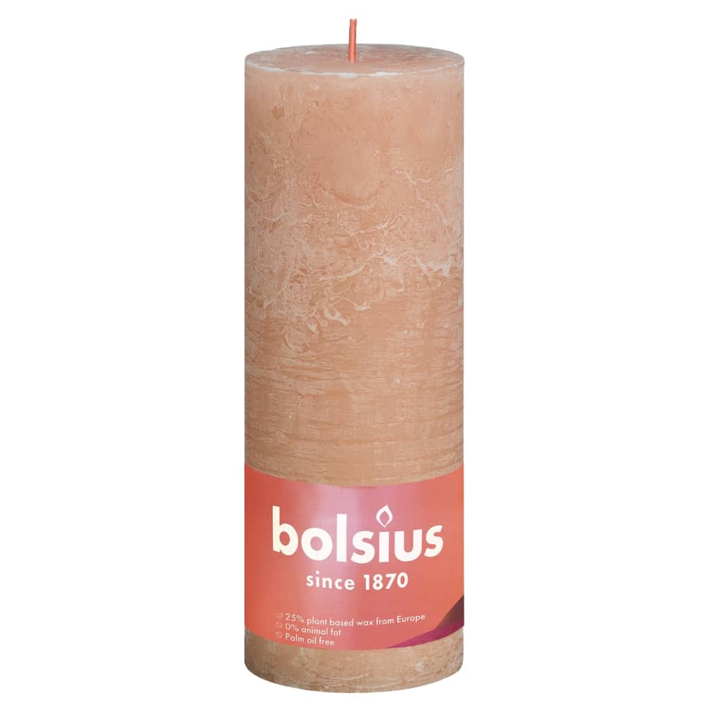 Bolsius Žvakės Shine, 4vnt., blanki rožinė, 190x68mm, cilindro formos