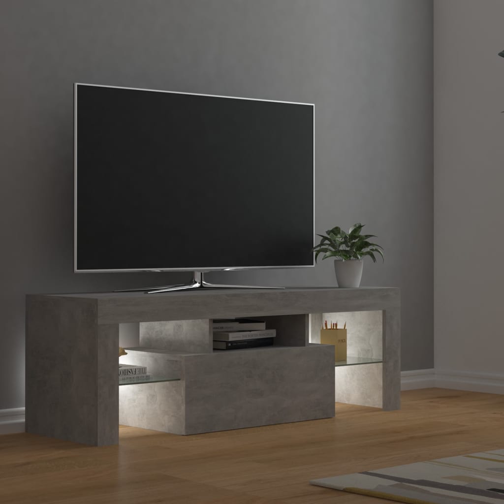 vidaXL TV spintelė su LED apšvietimu, betono pilka, 120x35x40cm