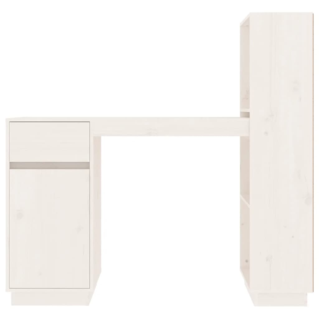 vidaXL Rašomasis stalas, baltas, 110x53x117cm, pušies medienos masyvas