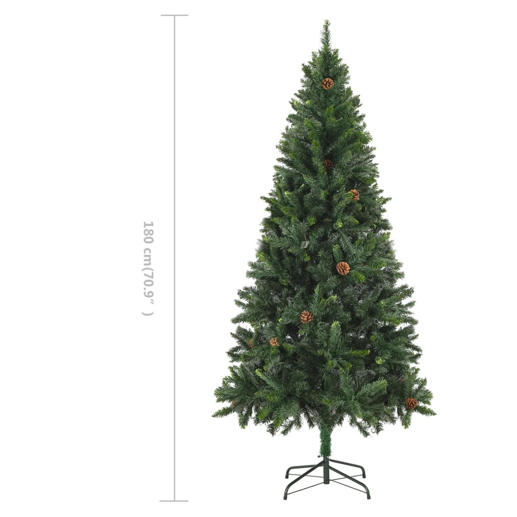 vidaXL Dirbtinė kalėdinė eglutė su kankorėžiais, žalios sp., 180 cm