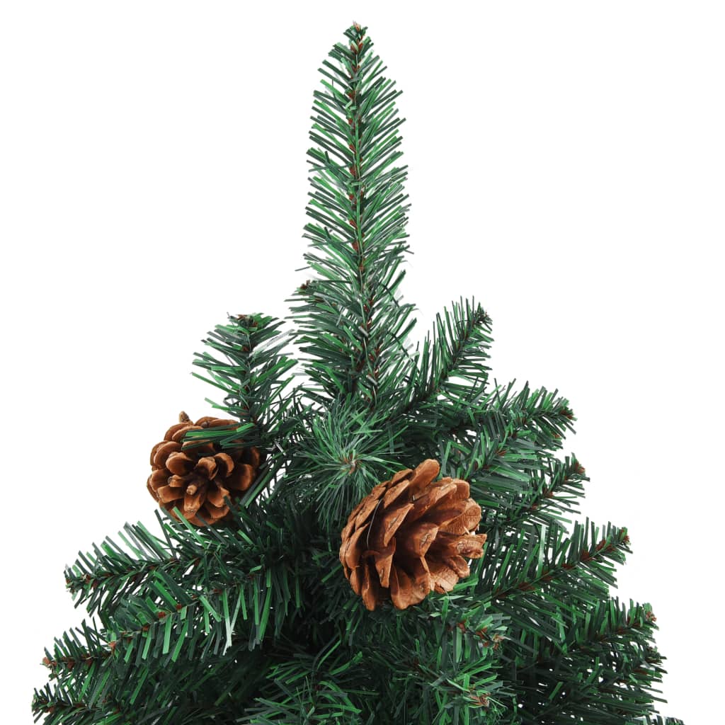 vidaXL Kalėdų eglutė su kankorėžiais, žalia, 180cm, PVC ir mediena