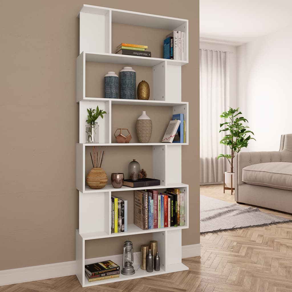 vidaXL Spintelė knygoms/kambario pertvara, balta, 80x24x192cm, mediena