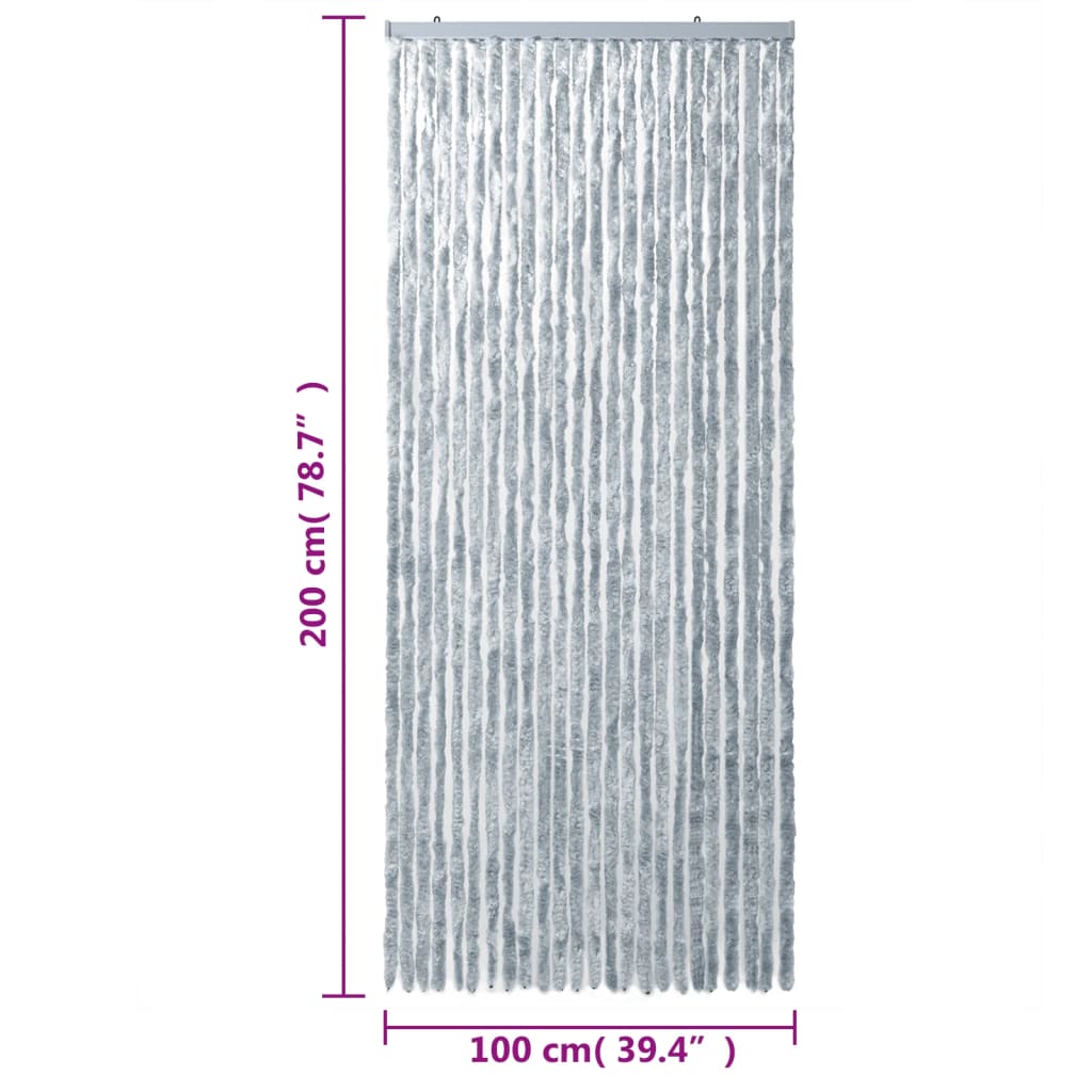 vidaXL Užuolaida nuo musių, balta ir pilka, 100x200cm šenilis