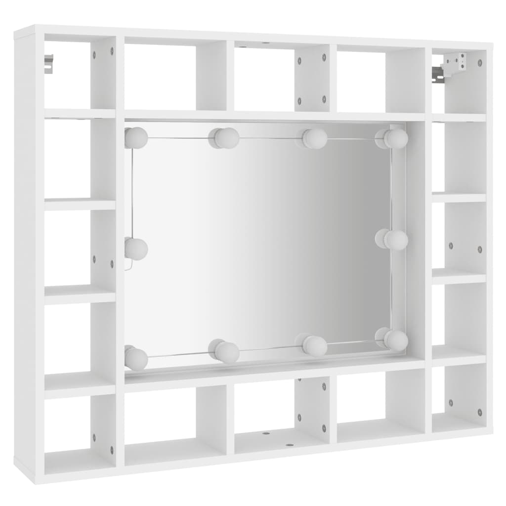 vidaXL Veidrodinė spintelė su LED apšvietimu, balta, 91x15x76,5cm