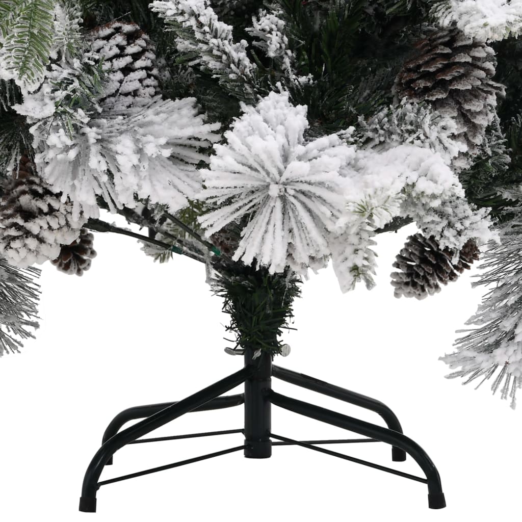 vidaXL Kalėdų eglutė su sniegu/kankorėžiais, 195cm, PVC ir PE