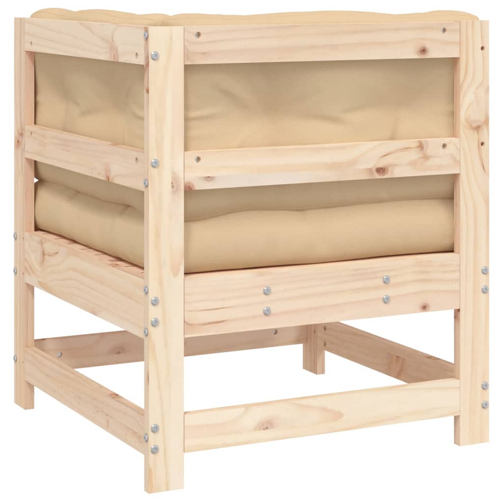 vidaXL Kampinė sofos dalis su pagalvėlėmis, pušies medienos masyvas