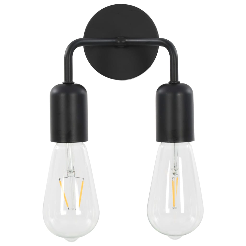 vidaXL Sieninis šviestuvas su kaitrinėmis lemputėmis, juodas, 2W, E27