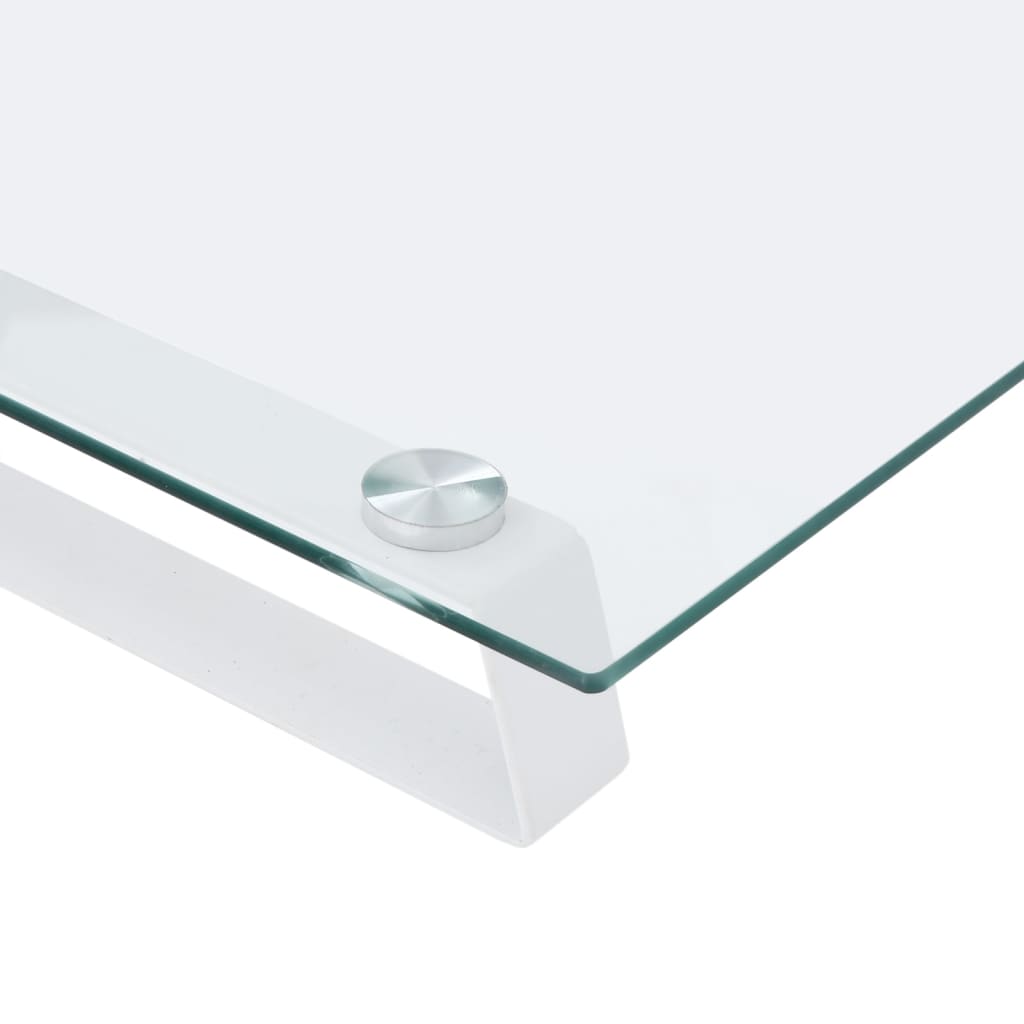 vidaXL Monitoriaus stovas, baltas, 40x20x8cm, stiklas ir metalas