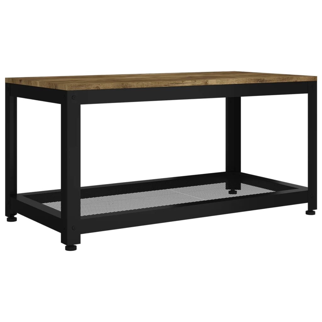 vidaXL Kavos staliukas, tamsiai rudas/juodas, 90x45x45cm, MDF/geležis