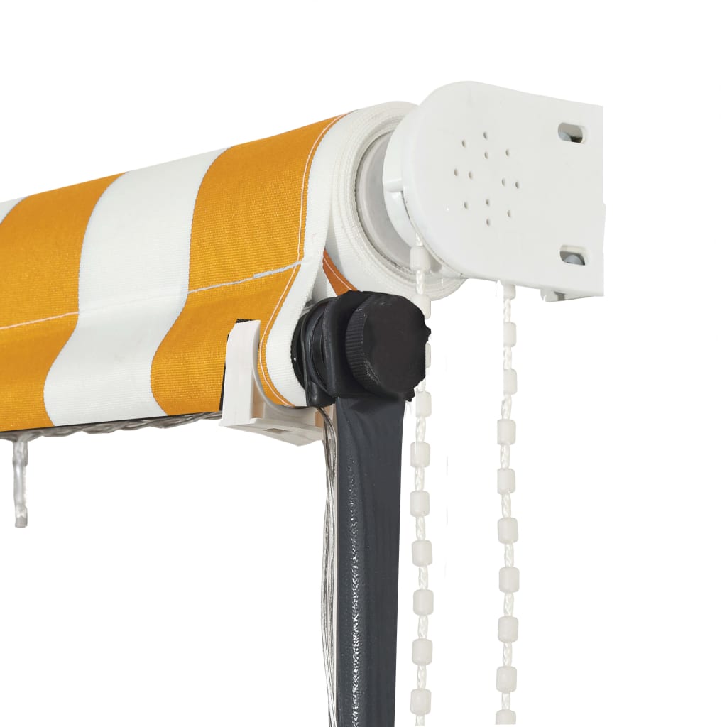 vidaXL Ištraukiama markizė su LED, geltona ir balta, 150x150cm
