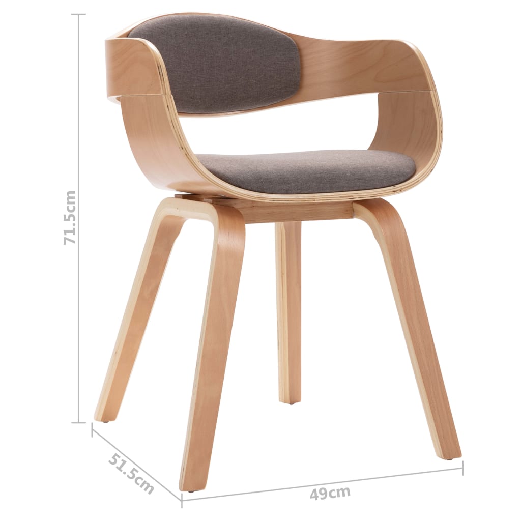 vidaXL Valgomojo kėdės, 4vnt., taupe, išlenkta mediena ir audinys