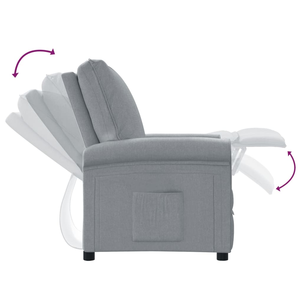 vidaXL Atlošiamas krėslas, šviesiai pilkos spalvos, audinys