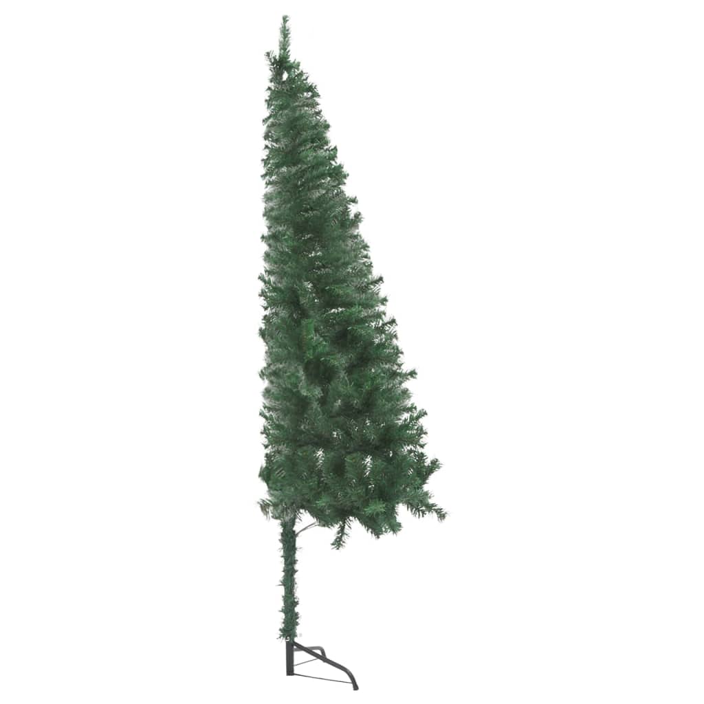 vidaXL Dirbtinė kampinė apšviesta Kalėdų eglutė, žalia, 210cm, PVC