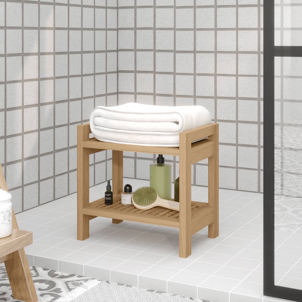vidaXL Šoninis vonios kambario staliukas, 45x30x45cm, tikmedis