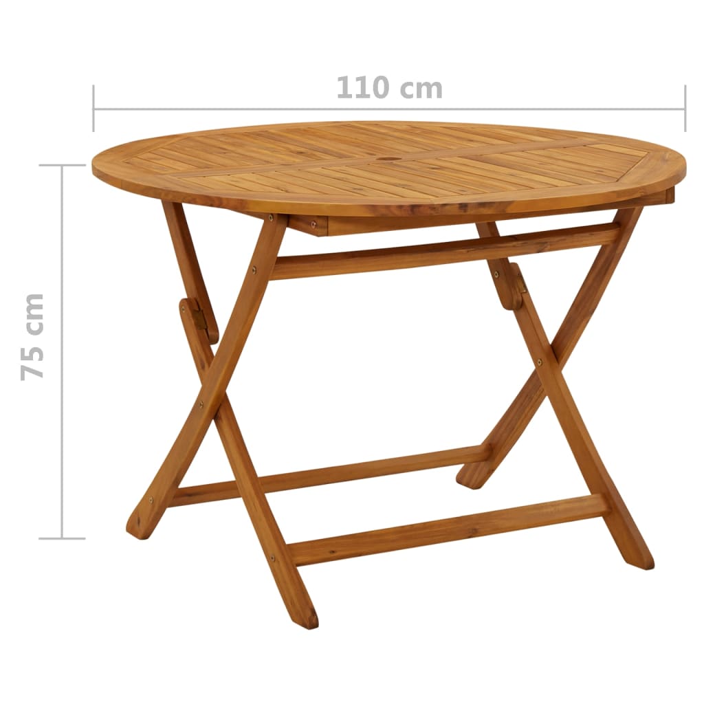 vidaXL Sulankstomas sodo stalas, 110cm, akacijos medienos masyvas