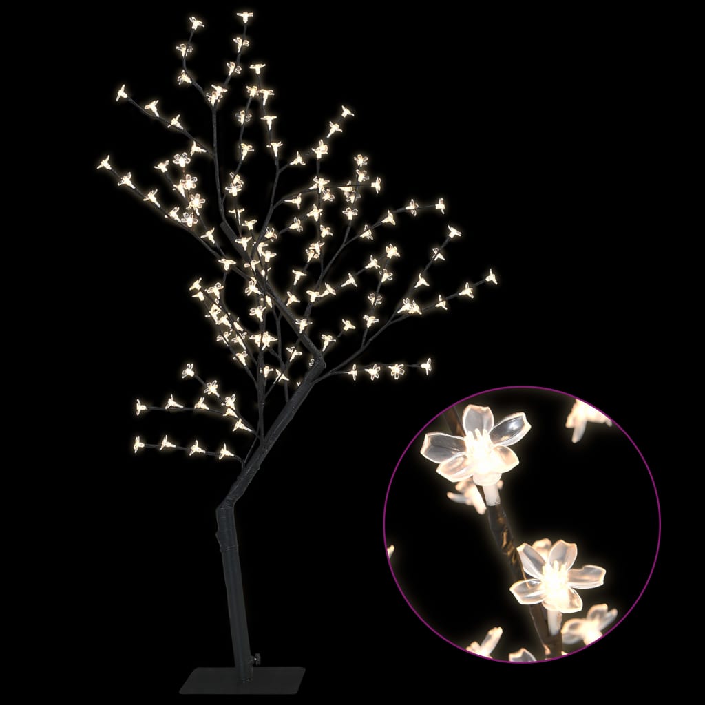 vidaXL Kalėdinis medis su LED lemputėmis, 120cm, su vyšnių žiedais