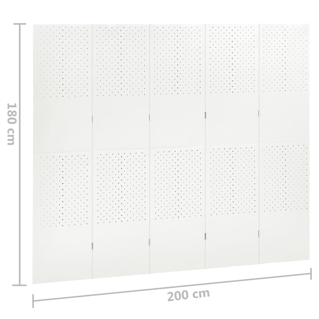vidaXL Kambario pertvaros, 5 dalių, 2vnt., baltos, 200x180cm, plienas