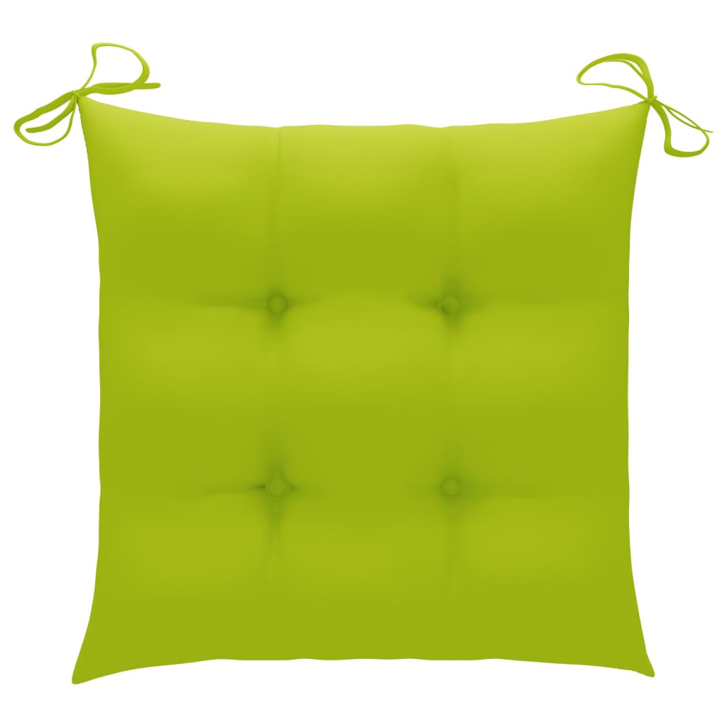 vidaXL Supama kėdė su šviesiai žalia pagalvėle, tikmedžio masyvas