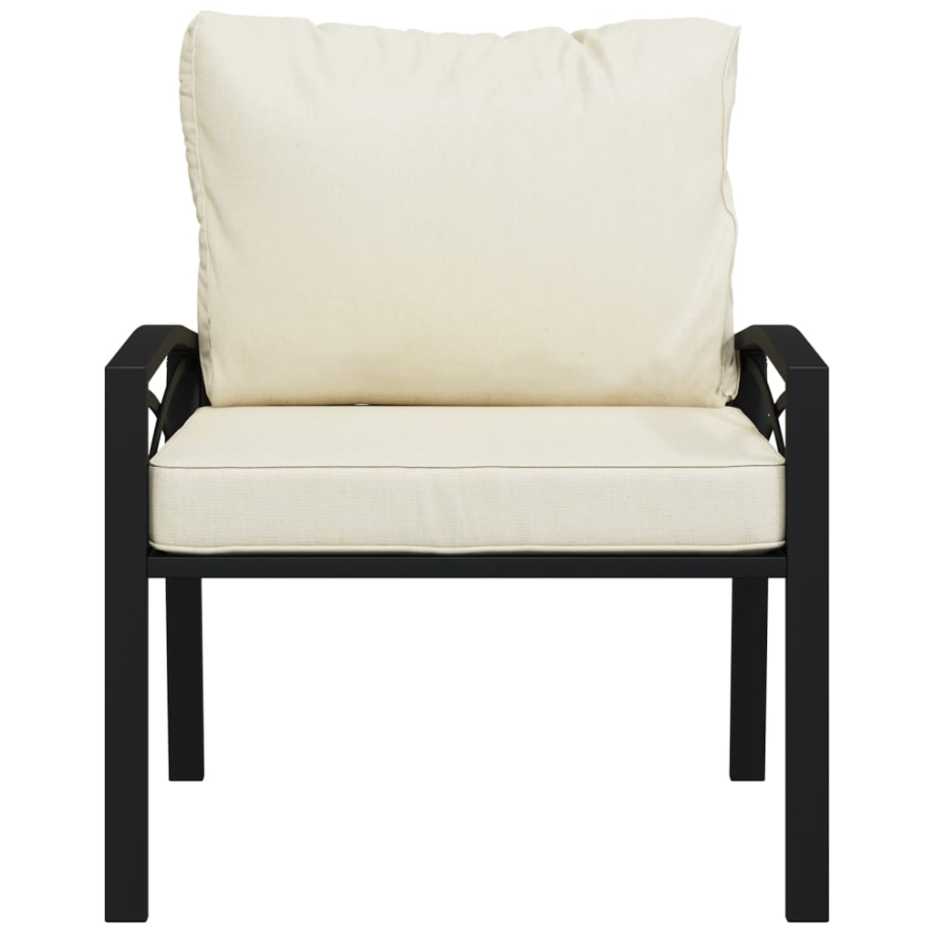 vidaXL Sodo kėdės su smėlio pagalvėlėmis, 2vnt., 68x76x79cm, plienas