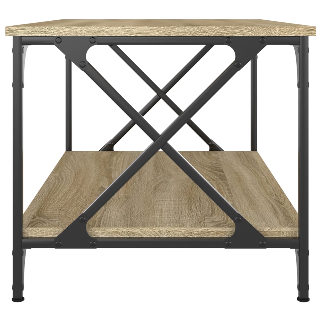 vidaXL Kavos staliukas, ąžuolo, 80x50x45cm, apdirbta mediena/geležis