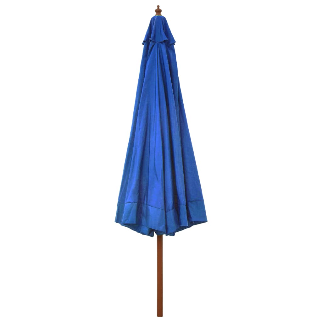 vidaXL Lauko skėtis su mediniu stulpu, mėlynos spalvos, 330cm