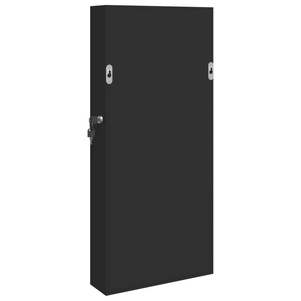 vidaXL Veidrodinė papuošalų spintelė, juoda, 30x8,5x67cm, sieninė