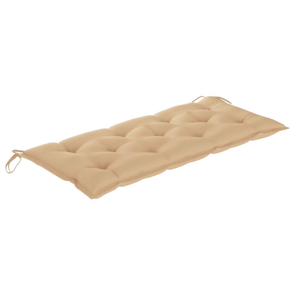 vidaXL Sodo suoliukas su smėlio spalvos pagalvėle, 120cm, tikmedis