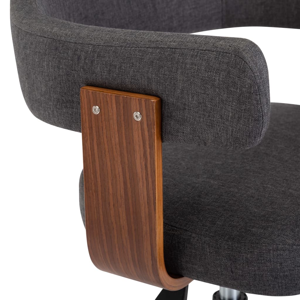 vidaXL Valgomojo kėdės, 6vnt., pilkos, lenkta mediena ir audinys