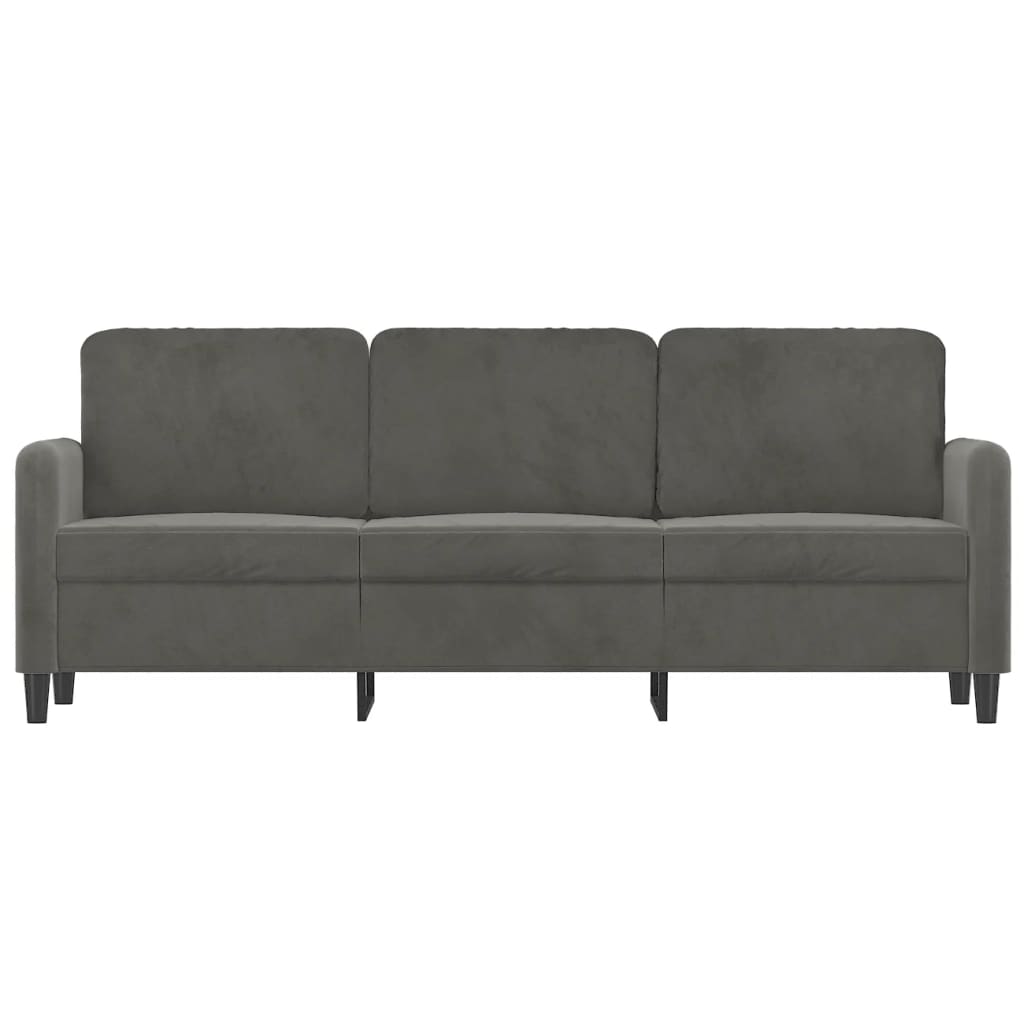 vidaXL Trivietė sofa, tamsiai pilkos spalvos, 180cm, aksomas