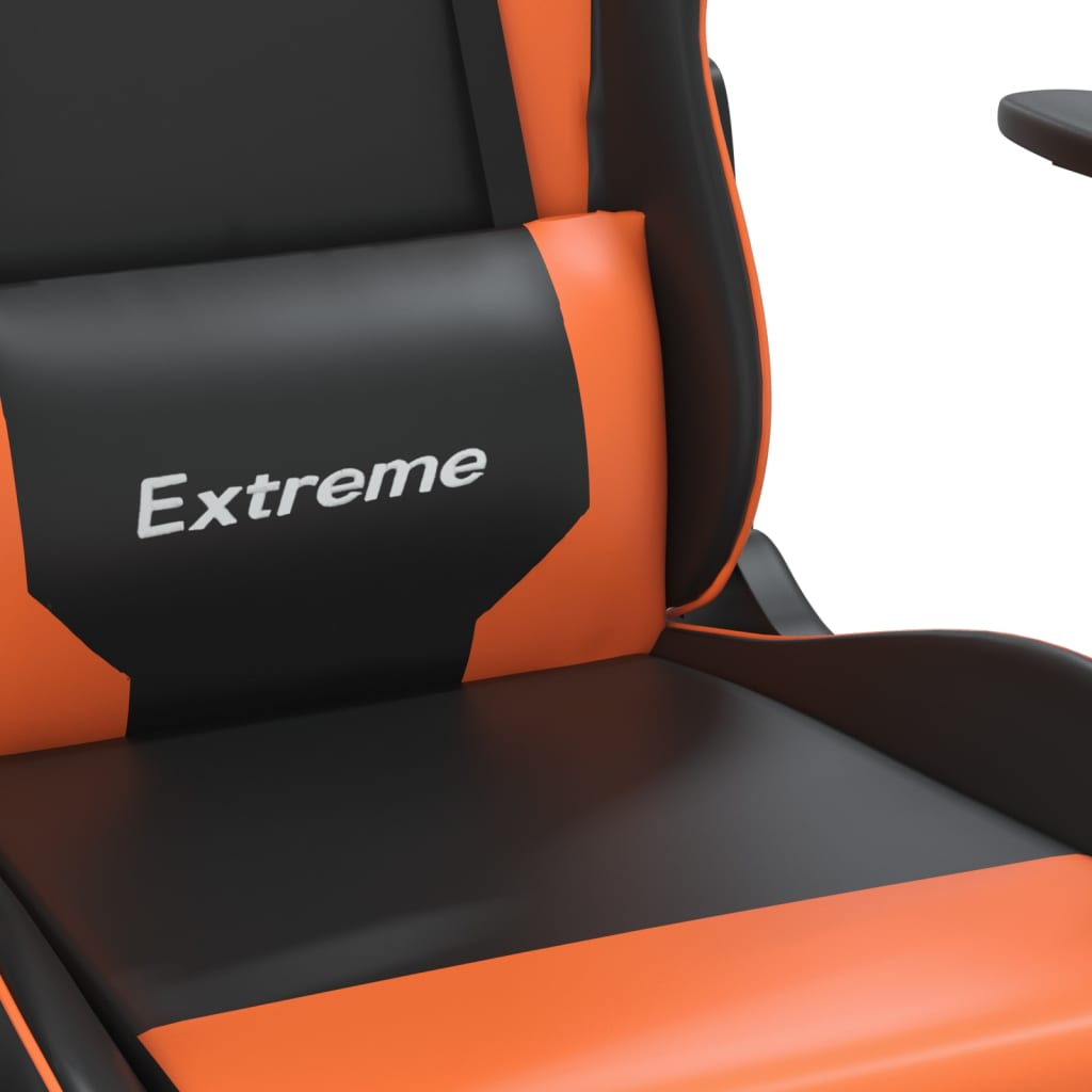 vidaXL Žaidimų kėdė, juodos ir oranžinės spalvos, dirbtinė oda
