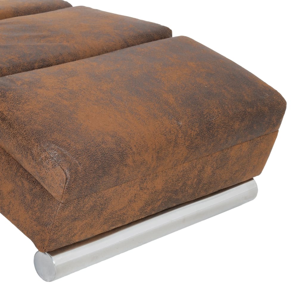 vidaXL Masažinis poilsio gultas, rudas, dirbtinė versta oda