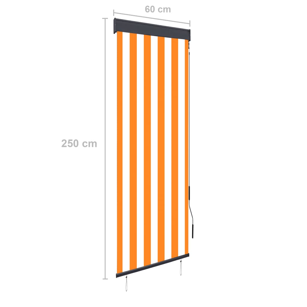 vidaXL Lauko roletas, baltos ir oranžinės spalvų, 60x250cm