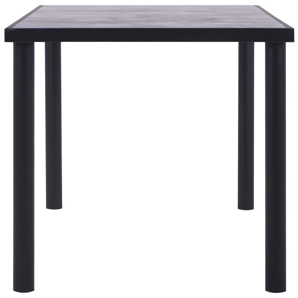 vidaXL Valgomojo stalas, juodas ir betono pilkas, 160x80x75cm, MDF