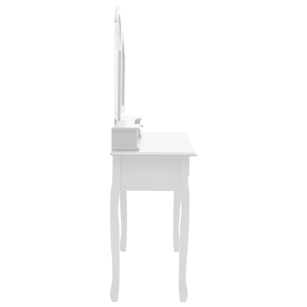 vidaXL Kosmetinio staliuko rinkinys, baltas, 100x40x146cm, paulovnija