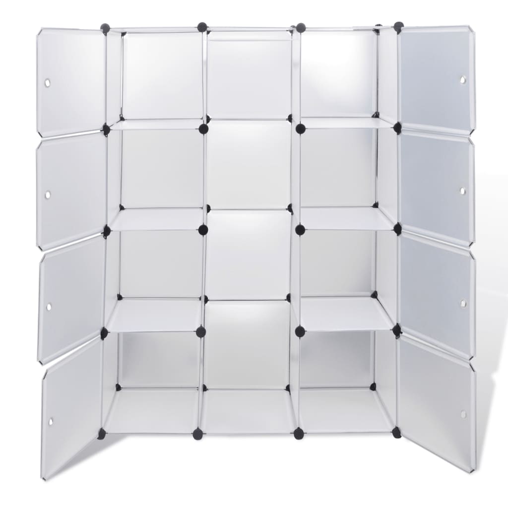 vidaXL Modulinė spinta, 9 skyrių, balta, 37x115x150 cm