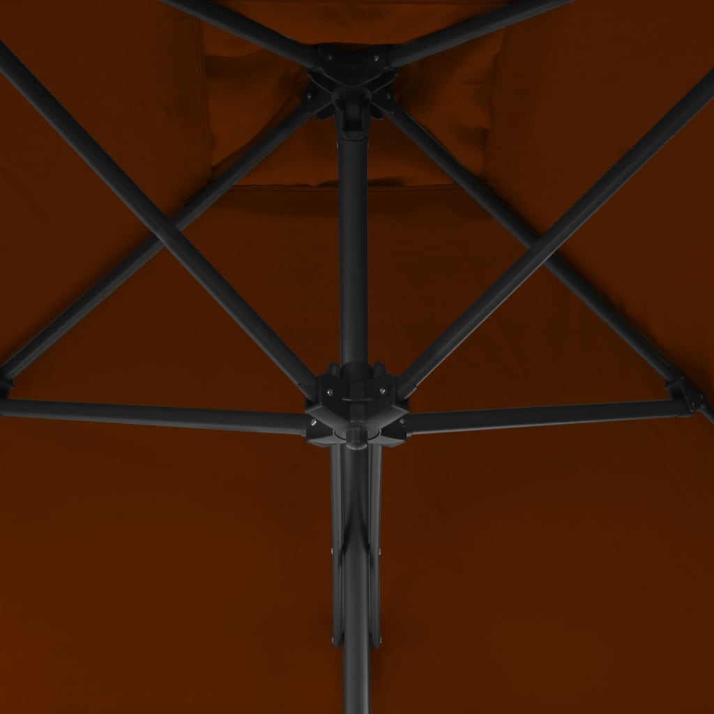 vidaXL Lauko skėtis su plieniniu stulpu, terakota, 250x250x230cm
