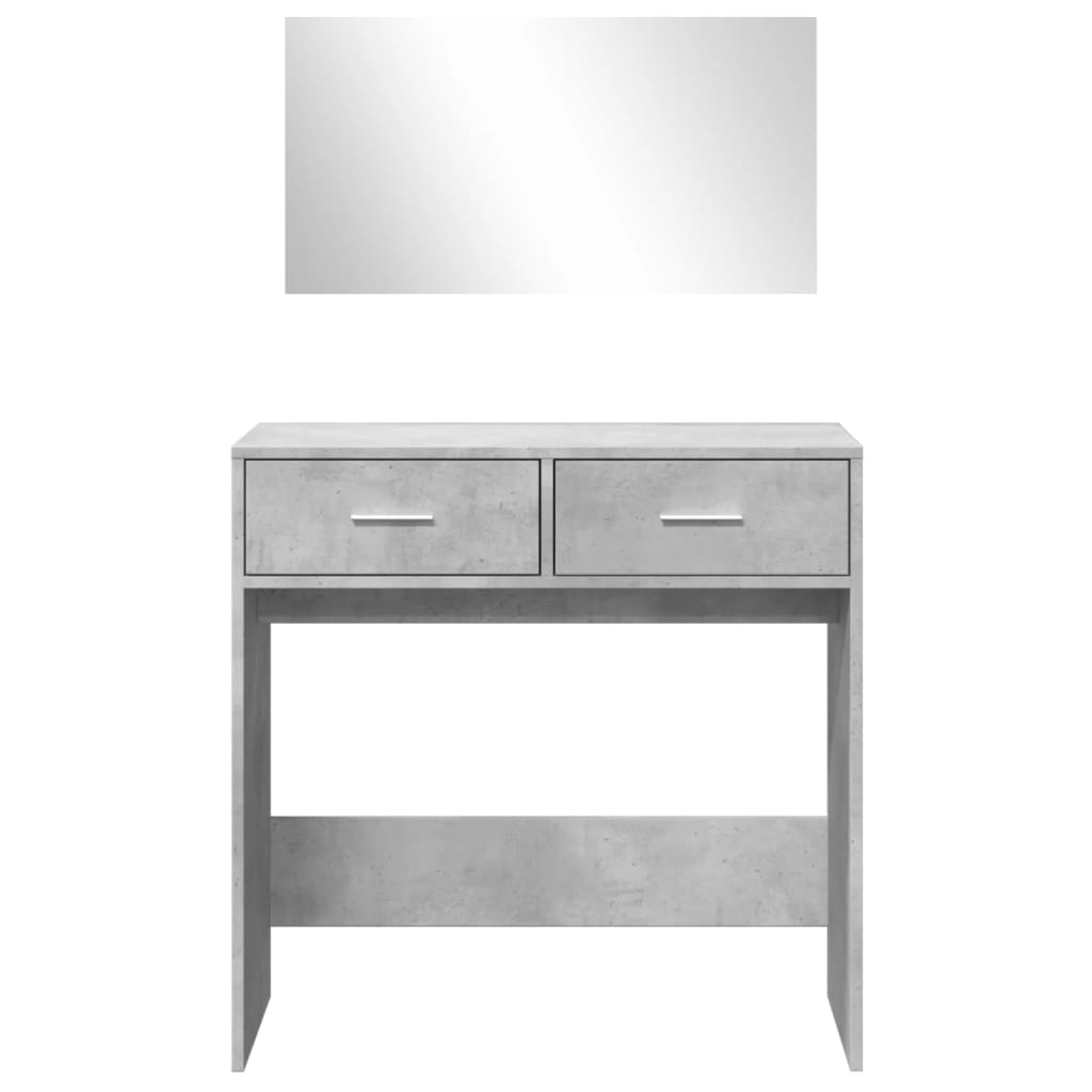 vidaXL Kosmetinis staliukas su veidrodžiu, betono pilkas, 80x39x80cm
