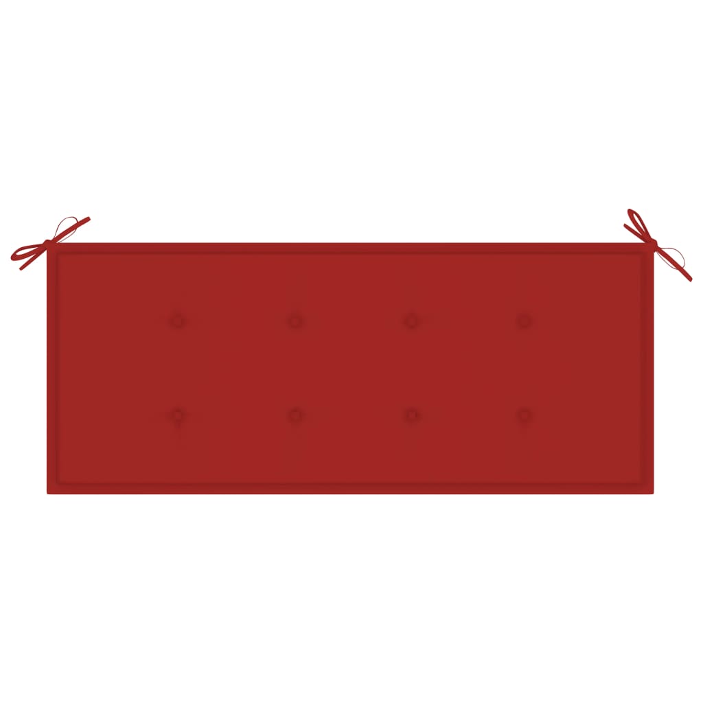 vidaXL Batavia suoliukas su raudona pagalve, 120cm, tikmedžio masyvas