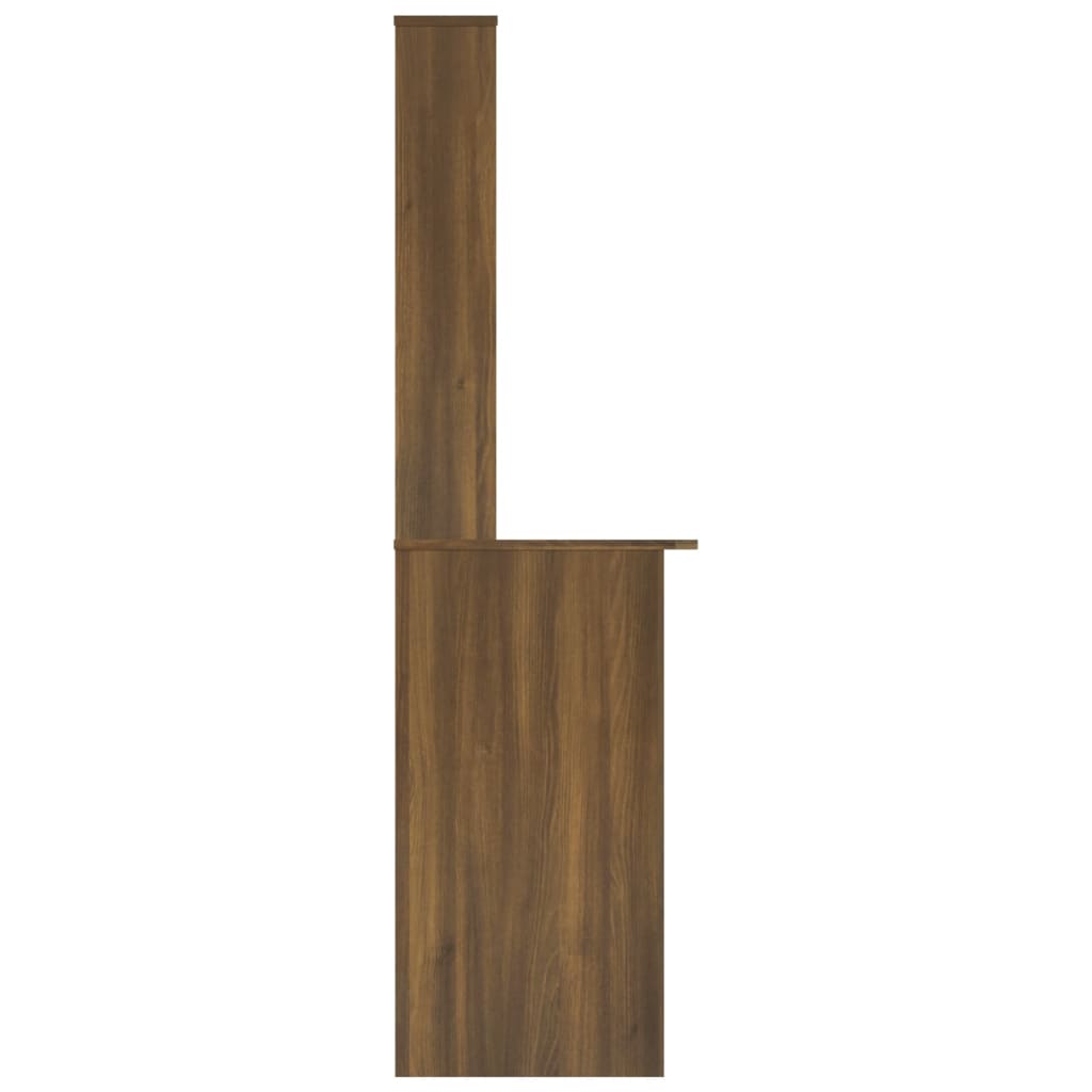 vidaXL Rašomasis stalas su lentynomis, rudas, 110x45x157cm, mediena