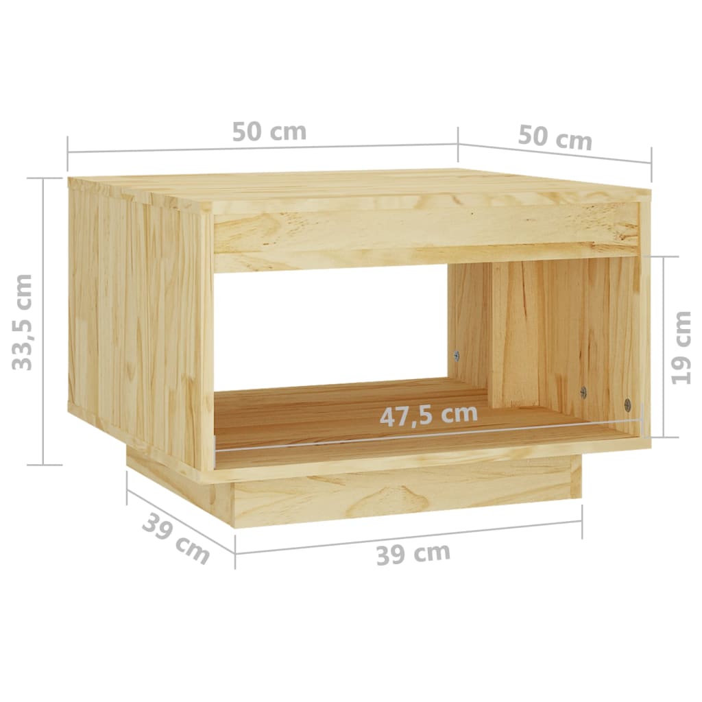 vidaXL Kavos staliukas, 50x50x33,5cm, pušies medienos masyvas