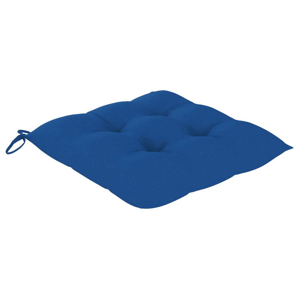 vidaXL Valgomojo kėdės su mėlynomis pagalvėlėmis, 8vnt., tikmedis