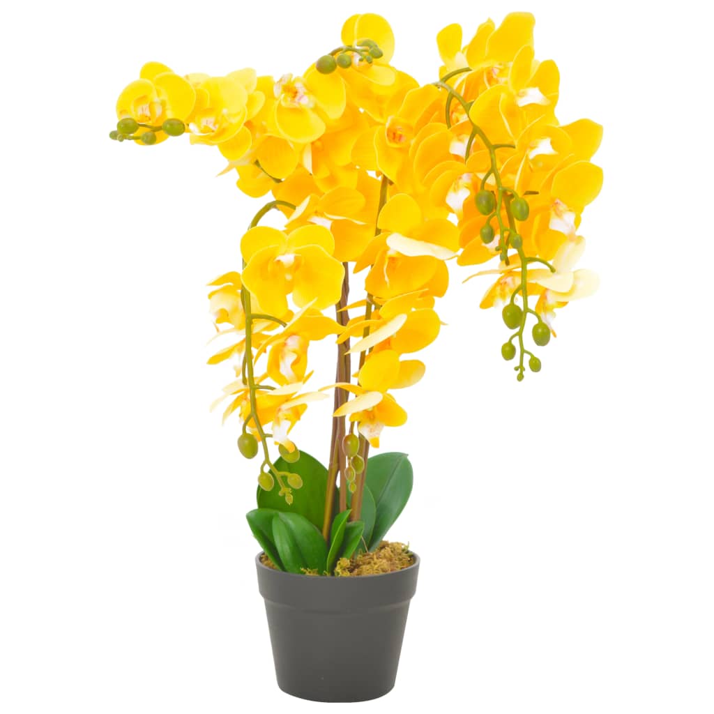 vidaXL Dirbtinė orchidėja su vazonu, geltona, 60cm