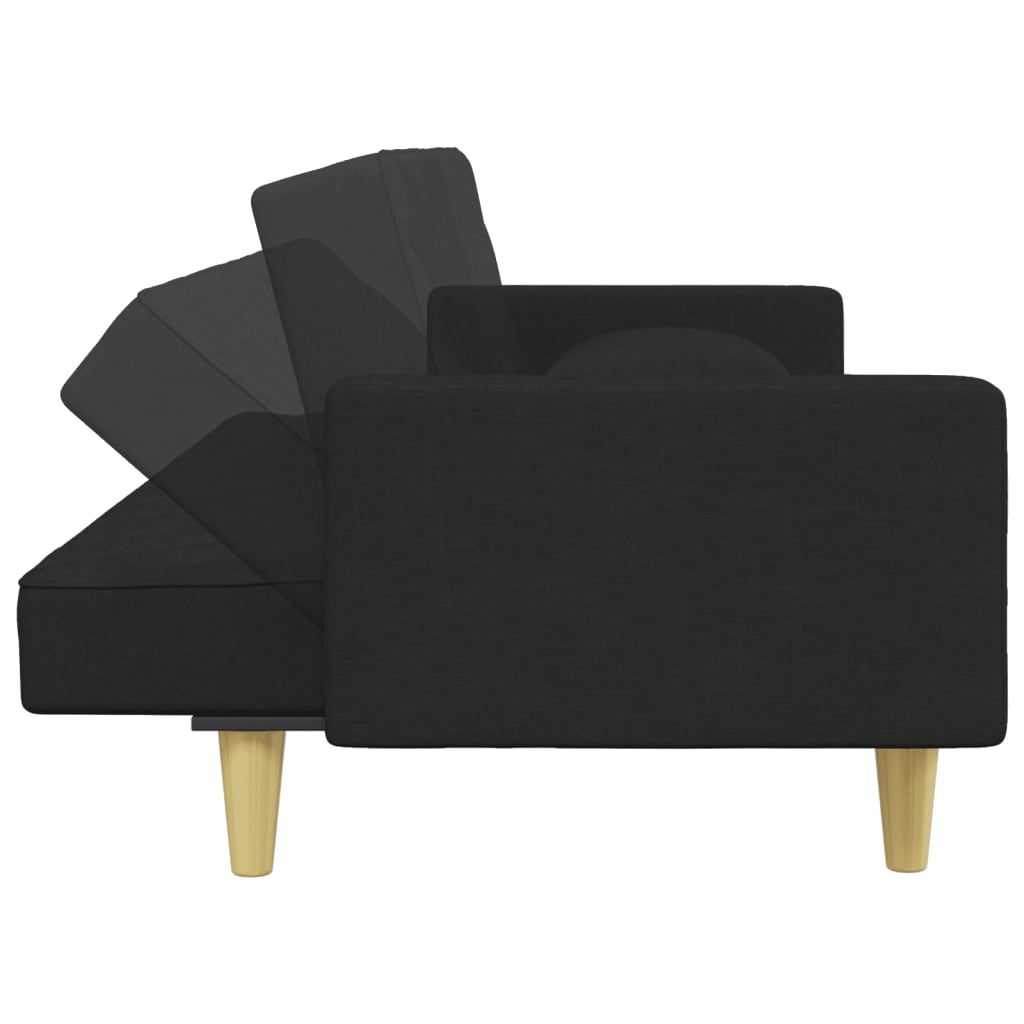 vidaXL Dvivietė sofa-lova su pagalvėmis ir pakoja, juoda, audinys